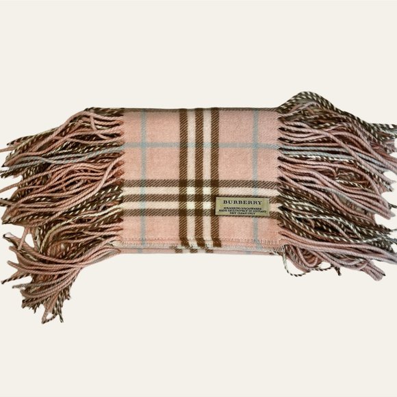 Burberry Pink and Brown Check Scarf - Picture 1 of 6